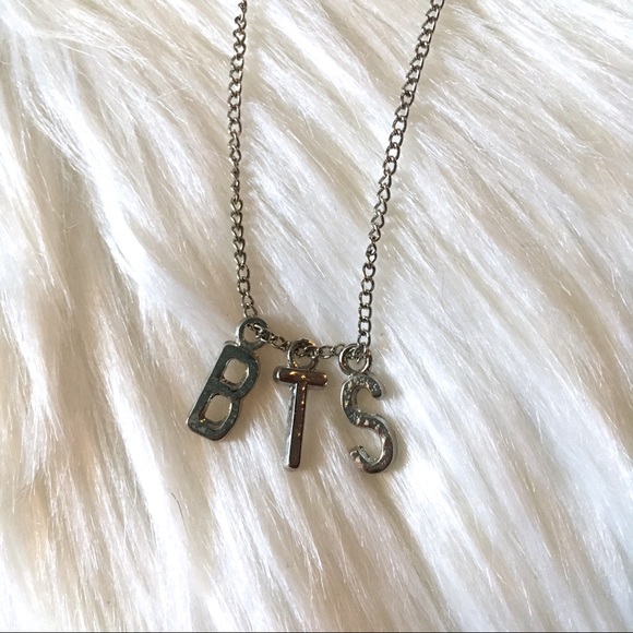 BTS Silver Chain Spellout Letters Necklace - Picture 3 of 7